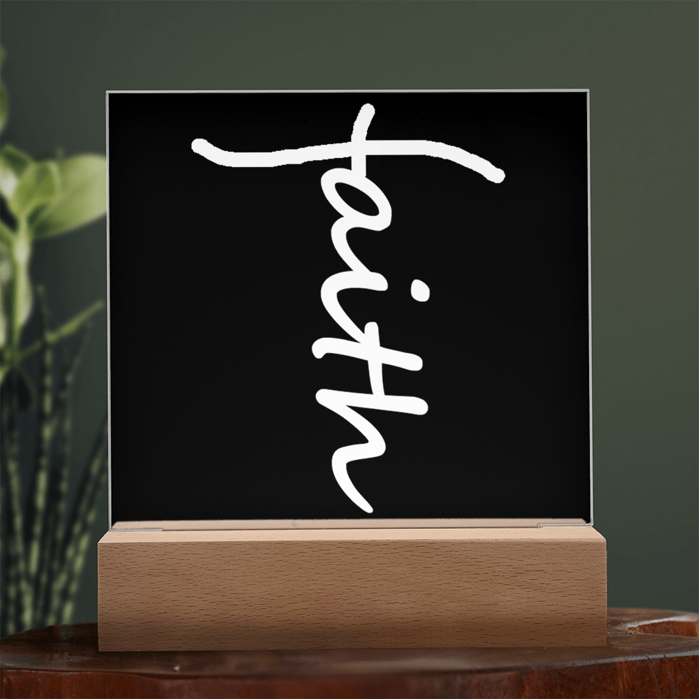 Faith (White) - Acrylic Square Plaque - Gift for Her - Gift for Him