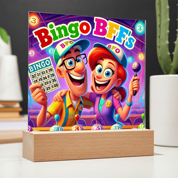 Bingo BFFS Acrylic Square Plaque – Gift for Her - Gift for Him