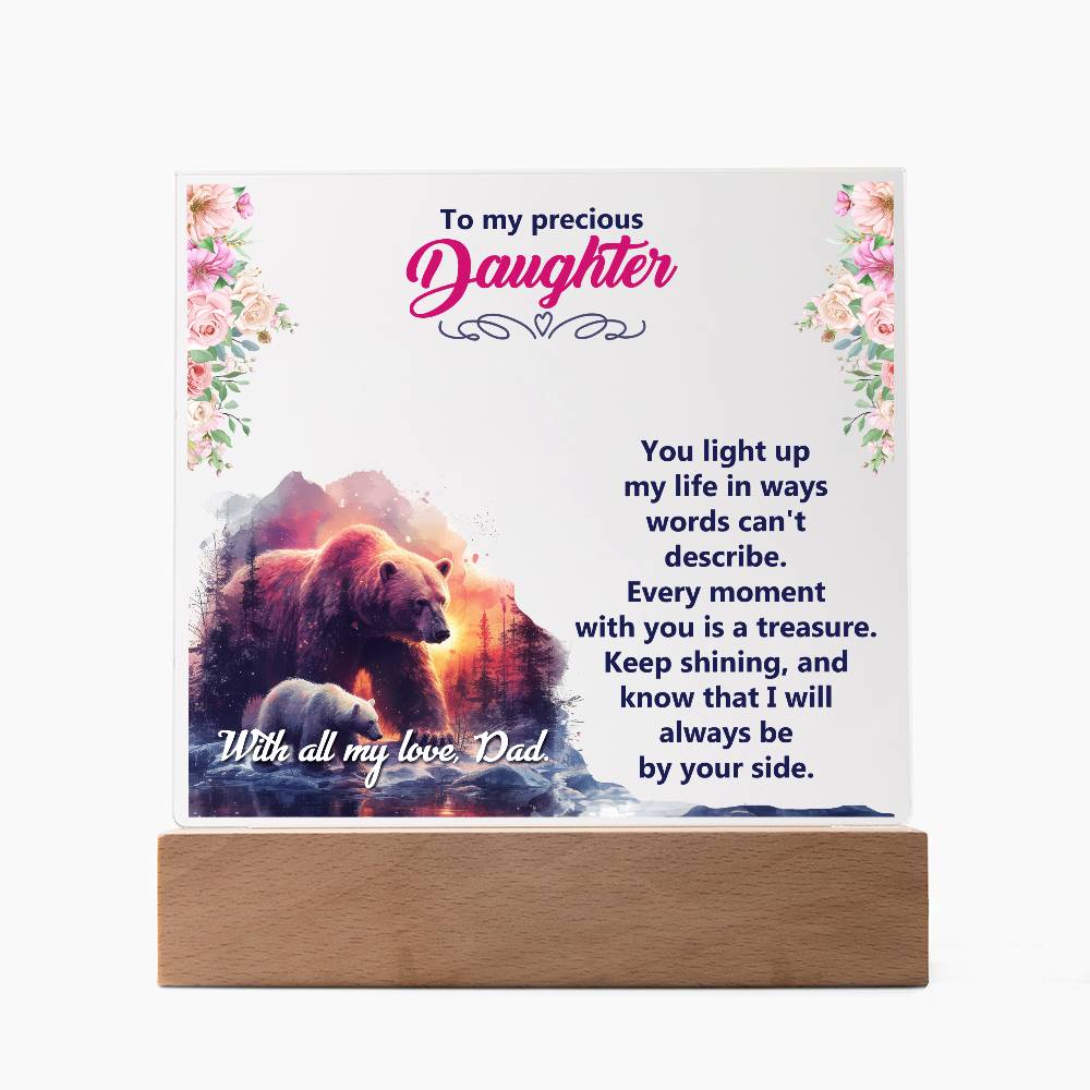 To My Precious Daughter, You Light Up My Life - Acrylic Square Plaque - Gift for Daughter