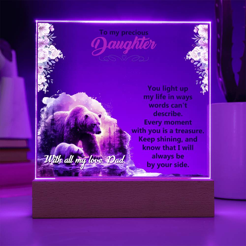 To My Precious Daughter, You Light Up My Life - Acrylic Square Plaque - Gift for Daughter