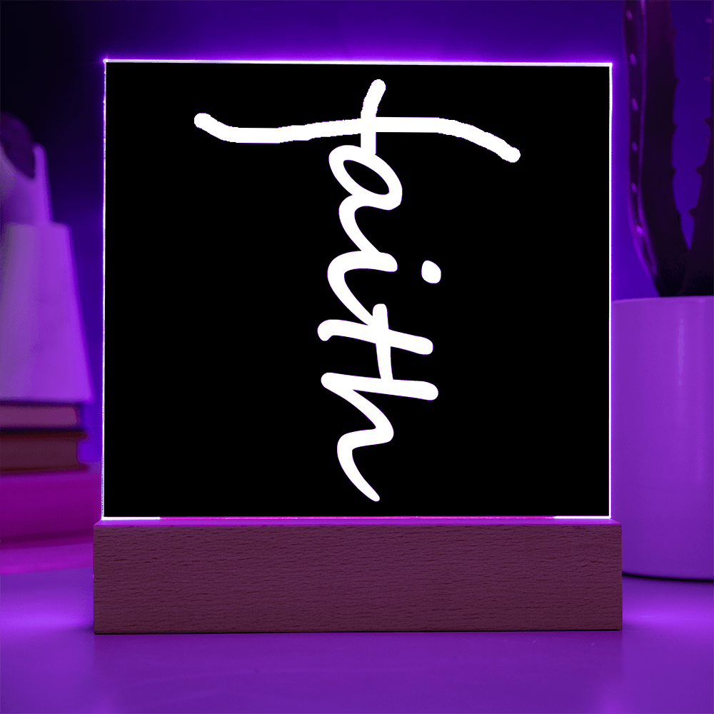 Faith (White) - Acrylic Square Plaque - Gift for Her - Gift for Him