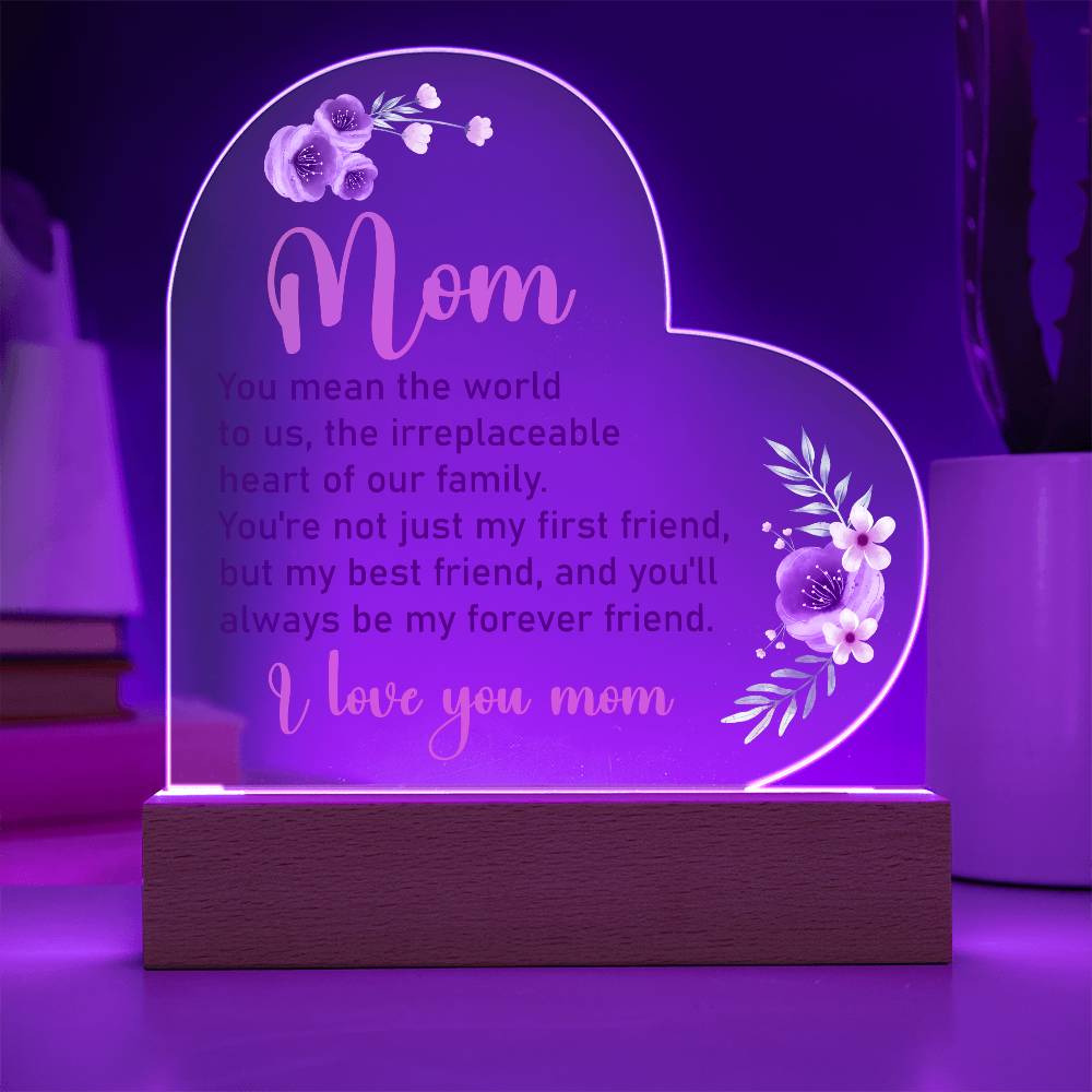 Mom, You Mean The World To Us - Acrylic Heart & Sweetest Devotion Flower Bouquet - Gift for Mom