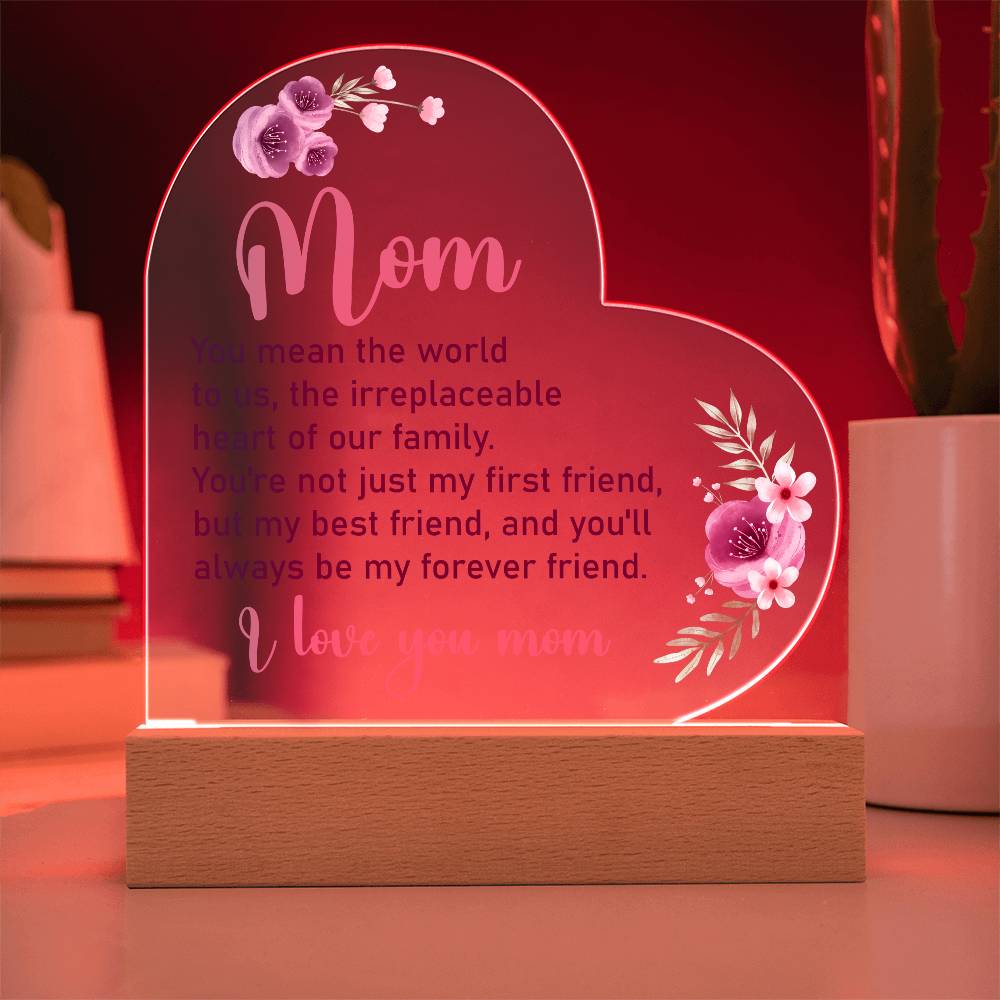 Mom, You Mean The World To Us - Acrylic Heart &amp; Sweetest Devotion Flower Bouquet – Gift for Mom