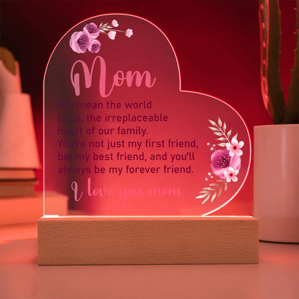 Mom, You Mean The World To Us - Acrylic Heart & Sweetest Devotion Flower Bouquet - Gift for Mom