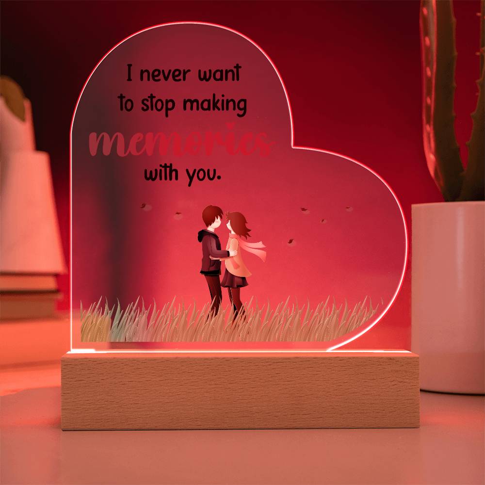 I Never Want To Stop Making Memories With You - Acrylic Heart &amp; Sweetest Devotion Flower Bouquet – Gift for Wife – Gift for Girlfriend