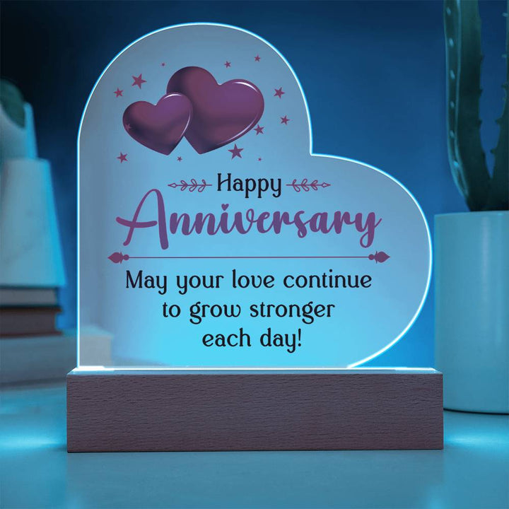Happy Anniversary, May Your Love Continue To Grow Stronger Each Day! Acrylic Heart &amp; Sweetest Devotion Flower Bouquet – Gift for Wife