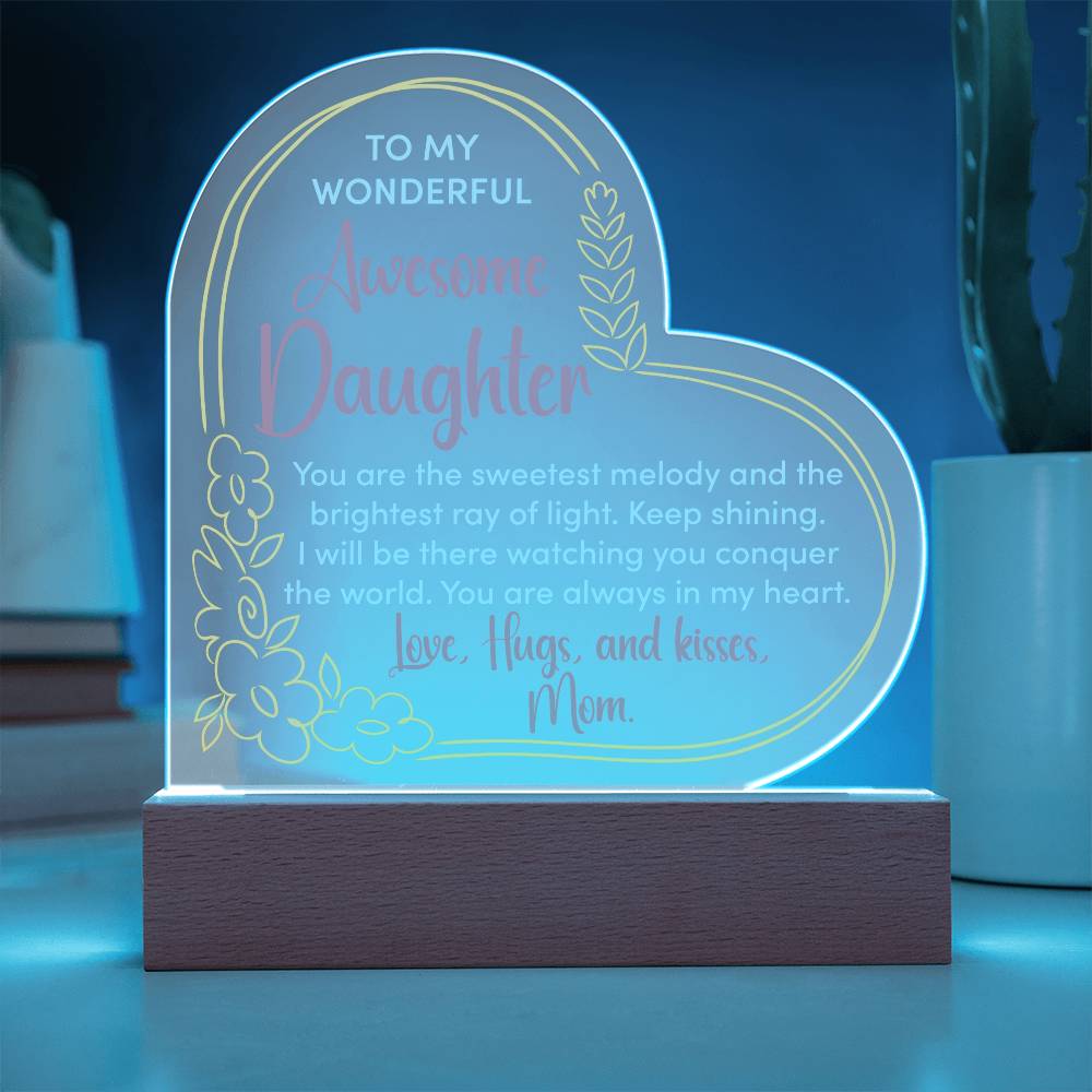 To My Wonderful Awesome Daughter, You Are The Sweetest Melody - Acrylic Heart &amp; Sweetest Devotion Flower Bouquet – Gift for Daughter