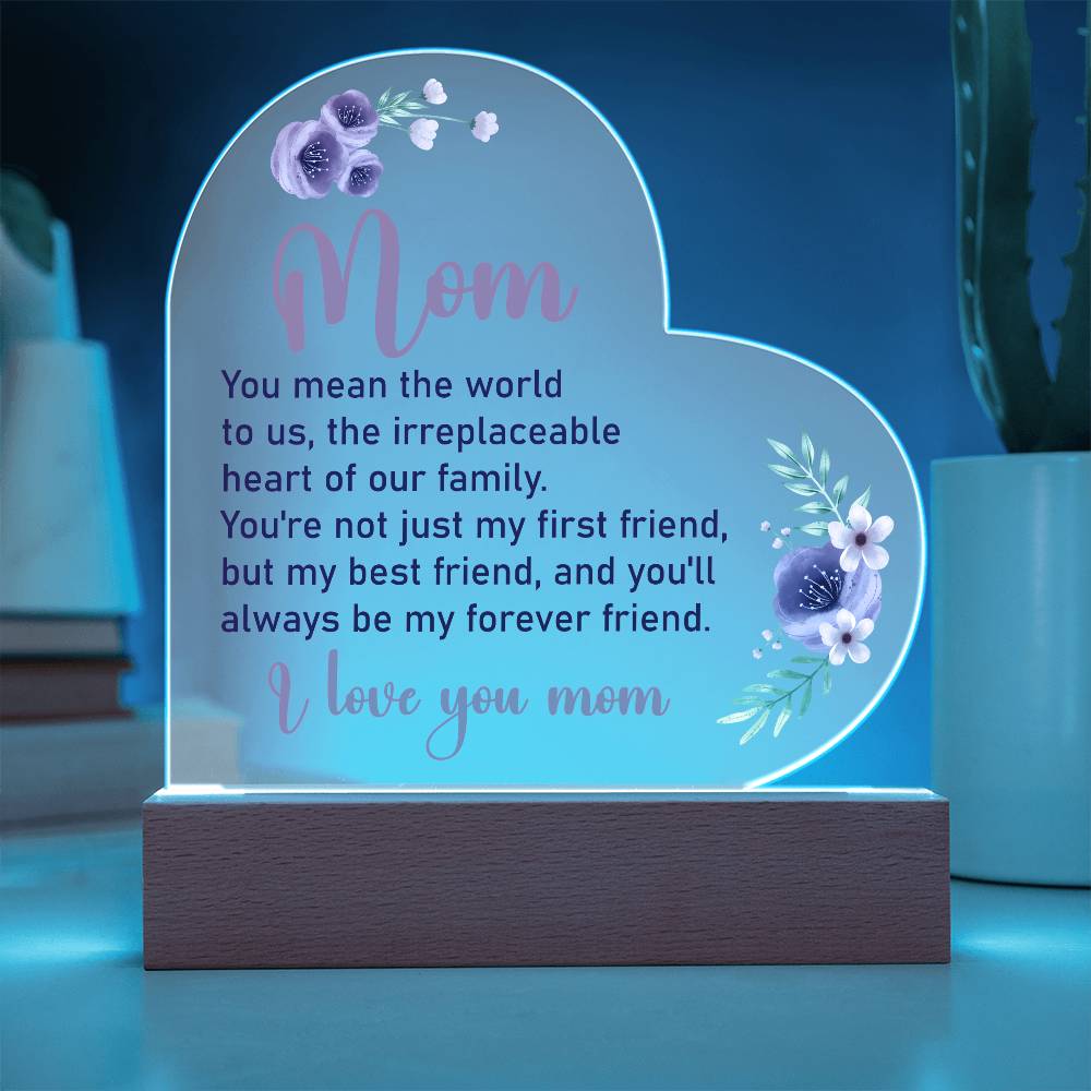 Mom, You Mean The World To Us - Acrylic Heart &amp; Sweetest Devotion Flower Bouquet – Gift for Mom