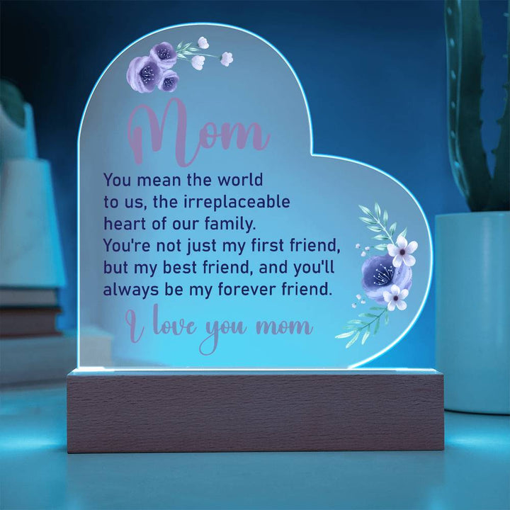Mom, You Mean The World To Us - Acrylic Heart &amp; Sweetest Devotion Flower Bouquet – Gift for Mom