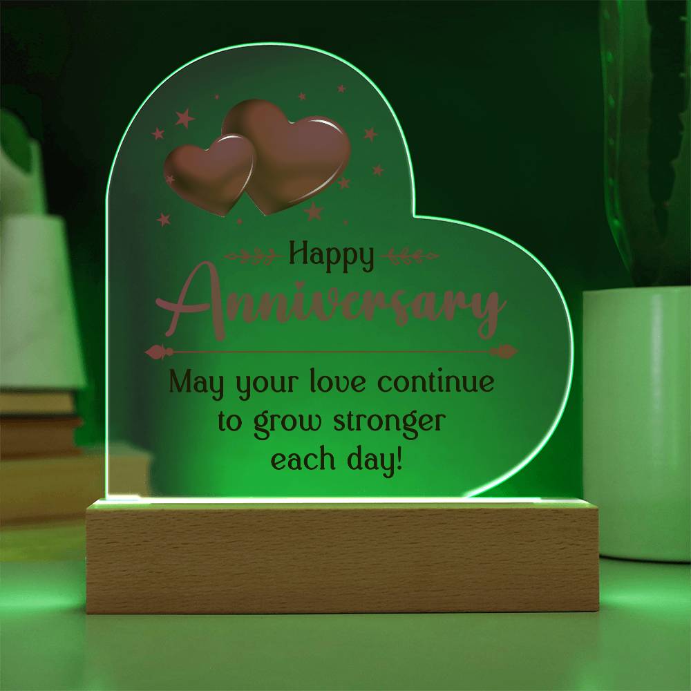Happy Anniversary, May Your Love Continue To Grow Stronger Each Day! Acrylic Heart &amp; Sweetest Devotion Flower Bouquet – Gift for Wife