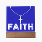 Faith (White) - Keepsake Acrylic Bundle (Square Acrylic and Cross Necklace) - Gift for Her - Gift for Him