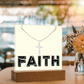 Faith (Black) - Keepsake Acrylic Bundle (Square Acrylic and Cross Necklace) - Gift for Her - Gift for Him