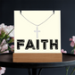 Faith (Black) - Keepsake Acrylic Bundle (Square Acrylic and Cross Necklace) - Gift for Her - Gift for Him