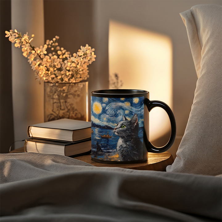 Cats – Black Ceramic Mug – Gift for Her