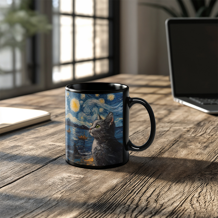 Cats – Black Ceramic Mug – Gift for Her