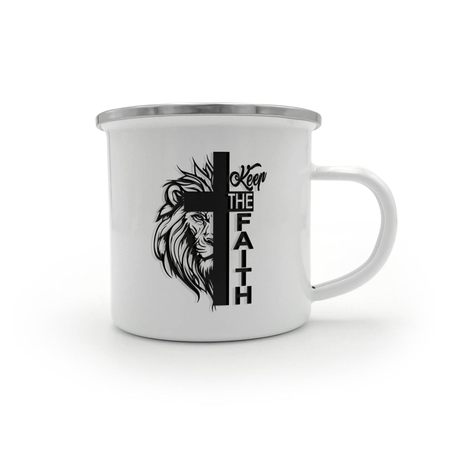 Keep The Faith 02 - 12oz Enamel Camping Mug - Gift for Her - Gift for Him
