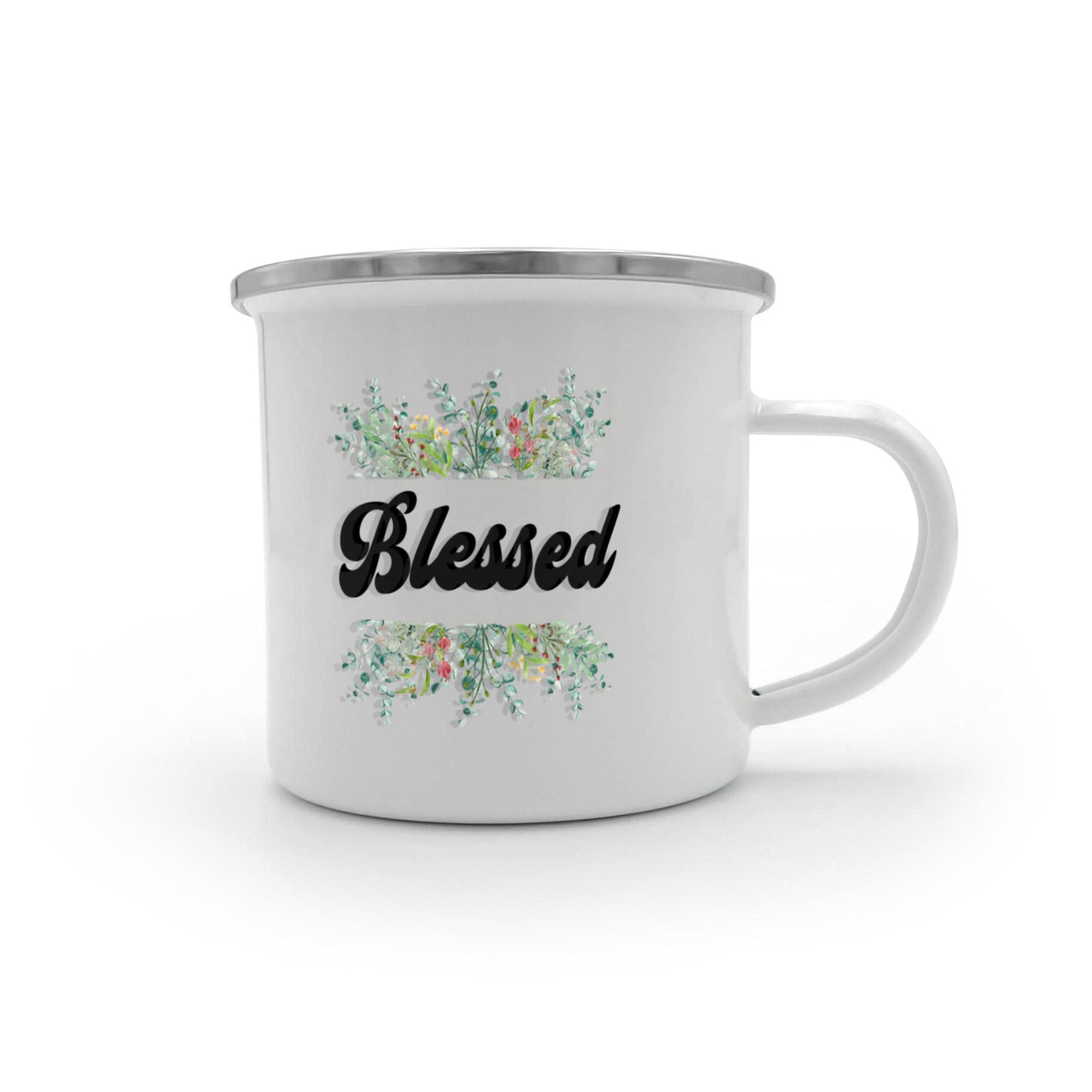 Blessed - 12oz Enamel Camping Mug - Gift for Her