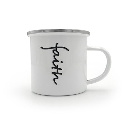 Faith (Black) - 12oz Enamel Camping Mug - Gift for Her - Gift for Him