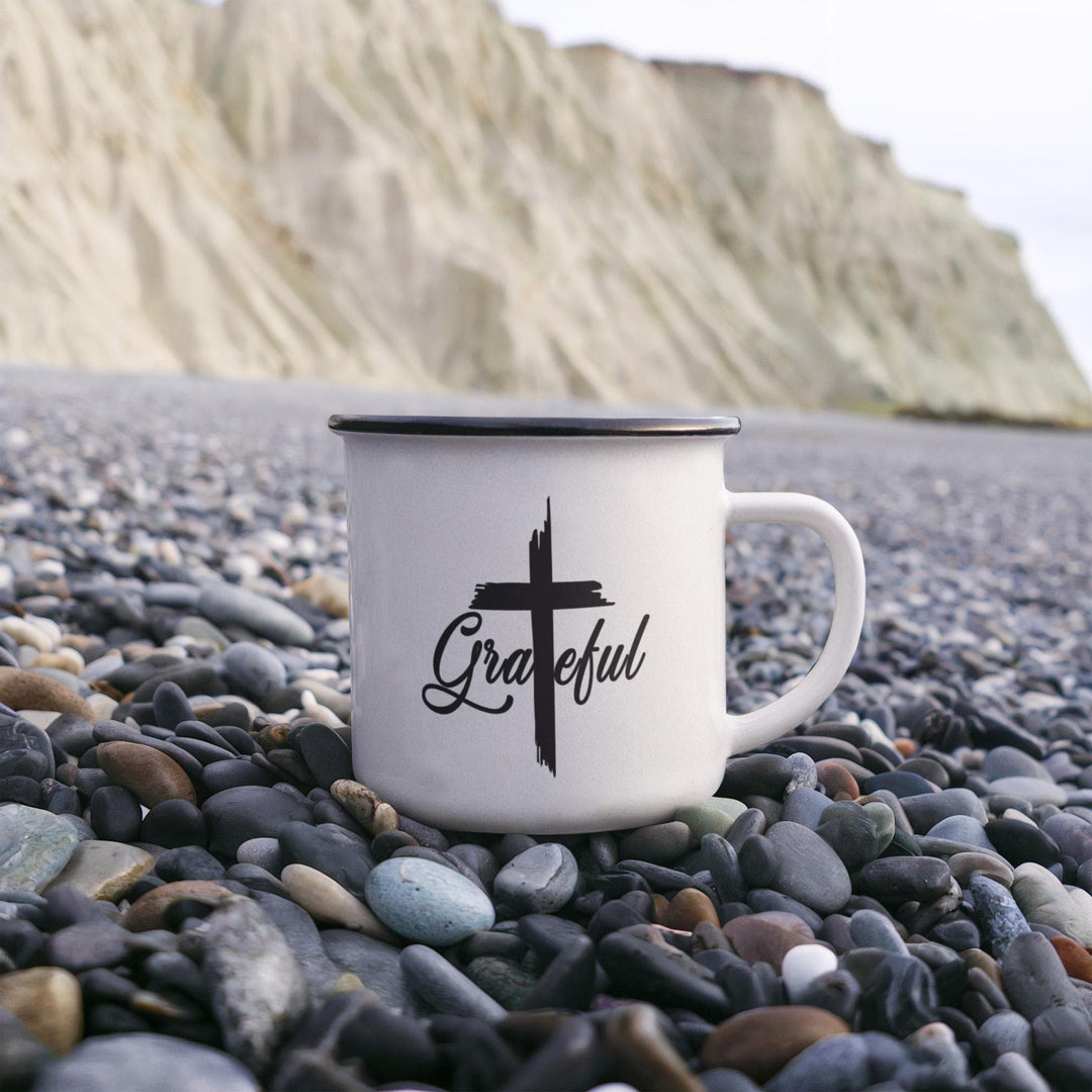 Grateful 12oz Enamel Camping Mug – Gift for Her - Gift for Him