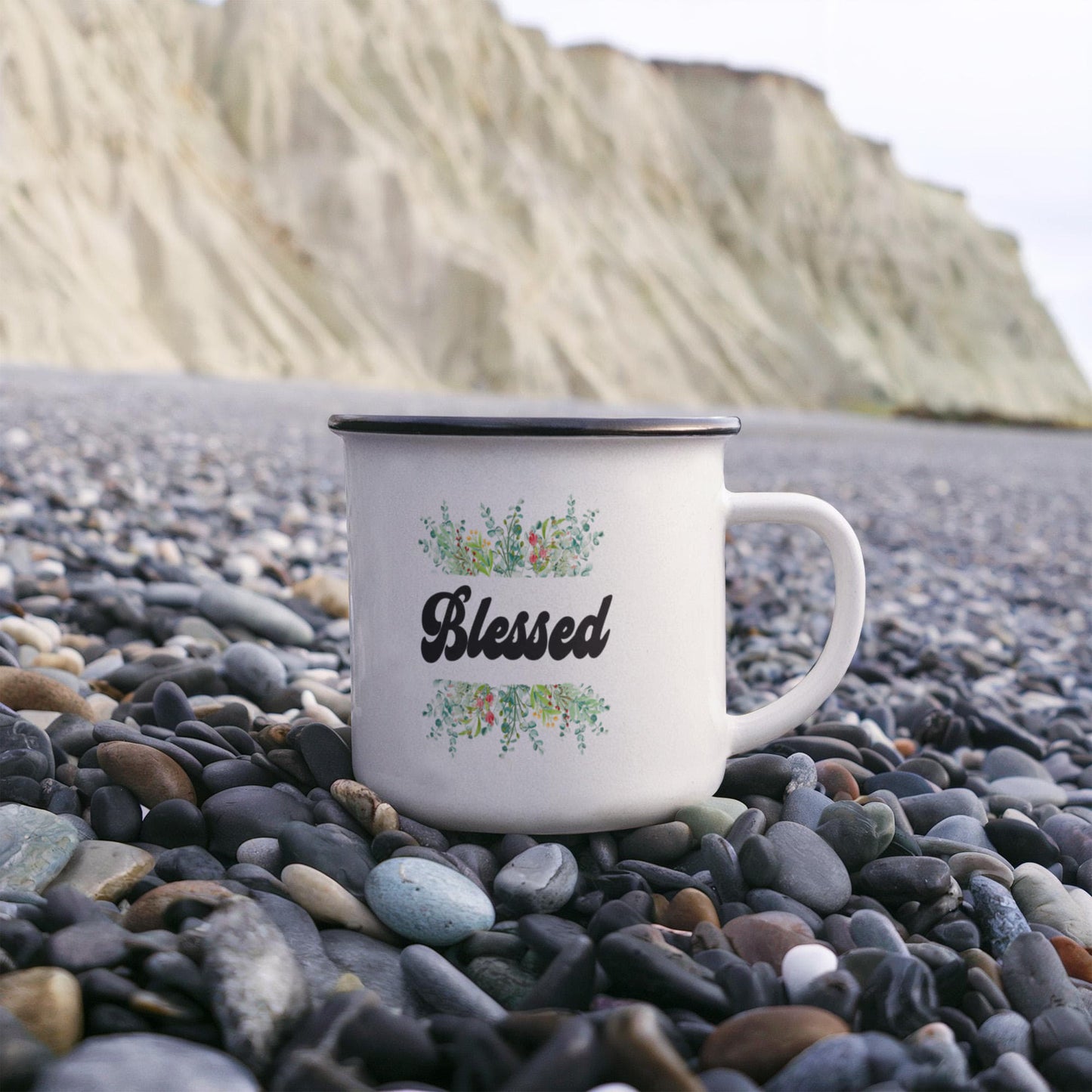 Blessed - 12oz Enamel Camping Mug - Gift for Her