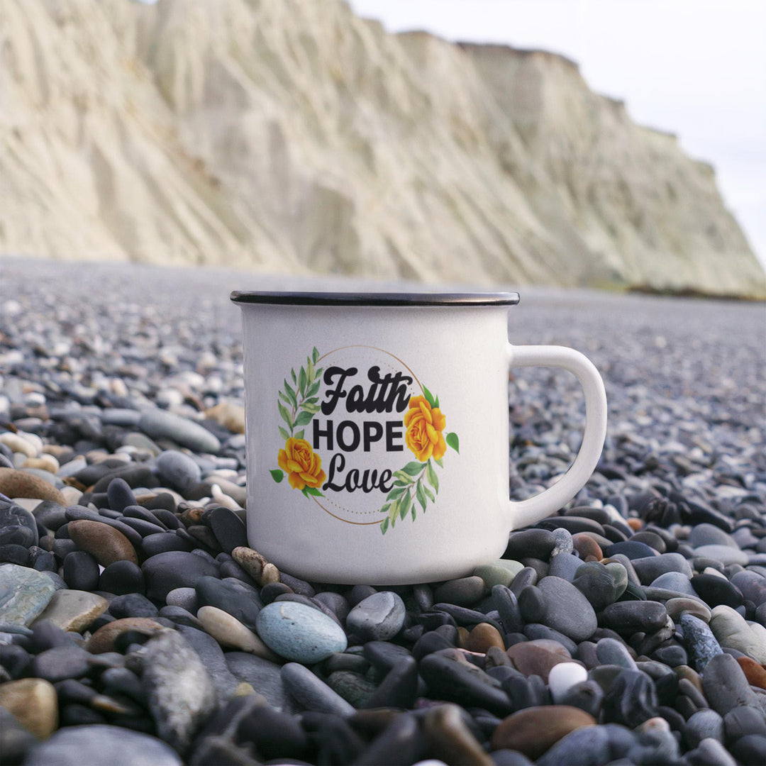 Faith Hope Love Enamel Camping Mug – Gift for Her