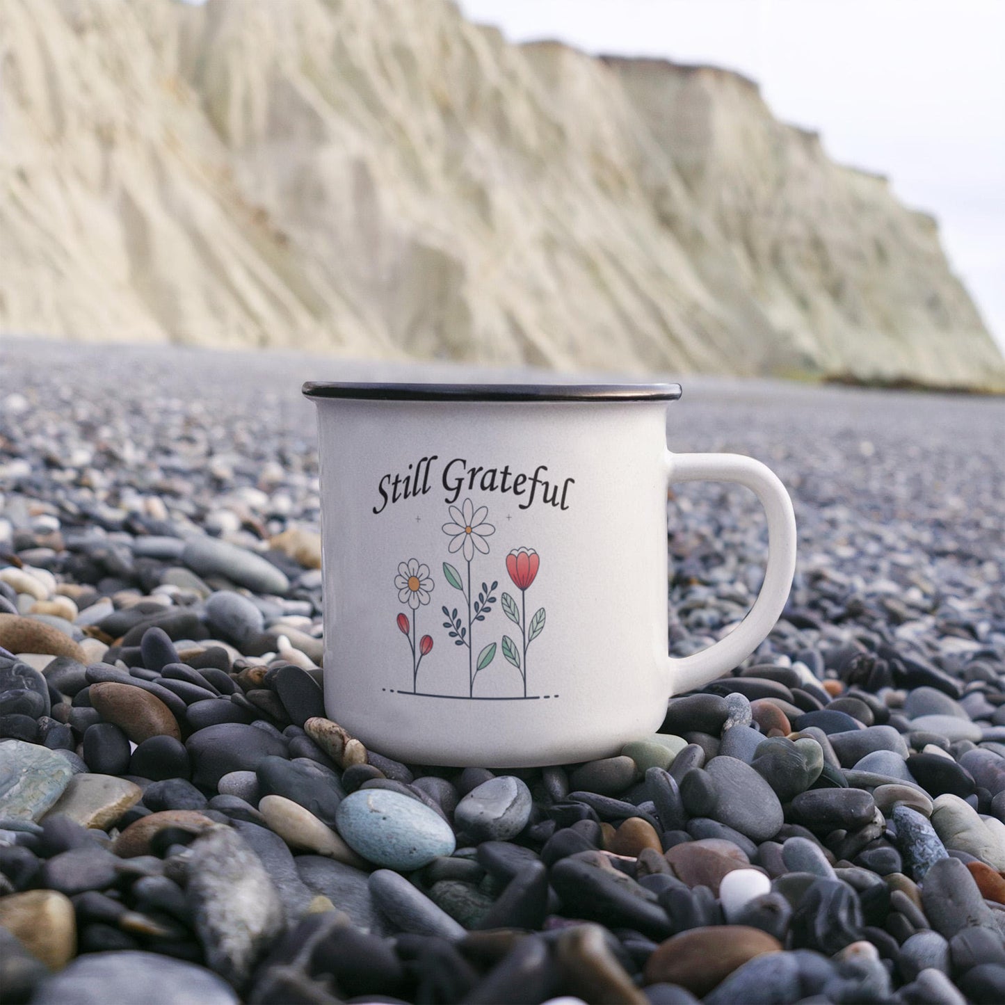 Still Grateful - 12oz Enamel Camping Mug - Gift for Her - Gift for Him