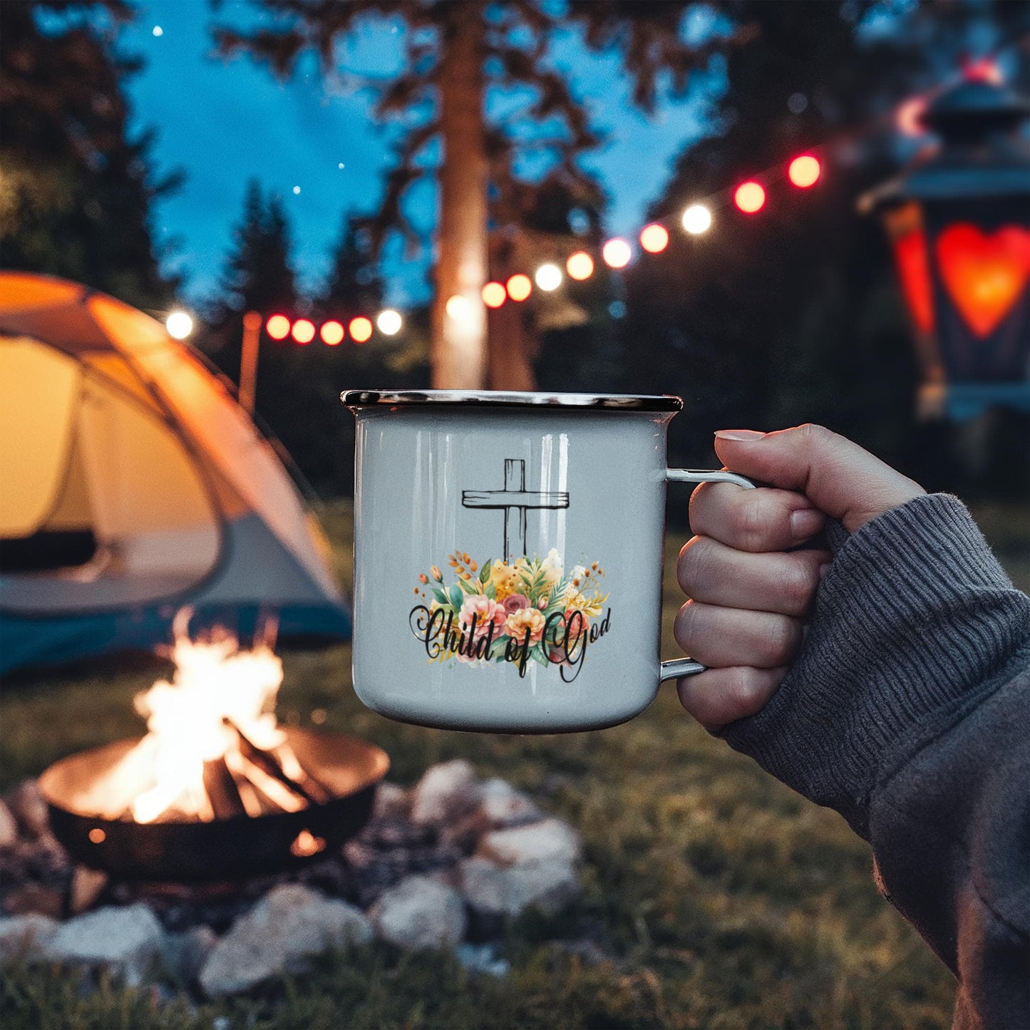 Child Of God - 12oz Enamel Camping Mug - Gift for Her