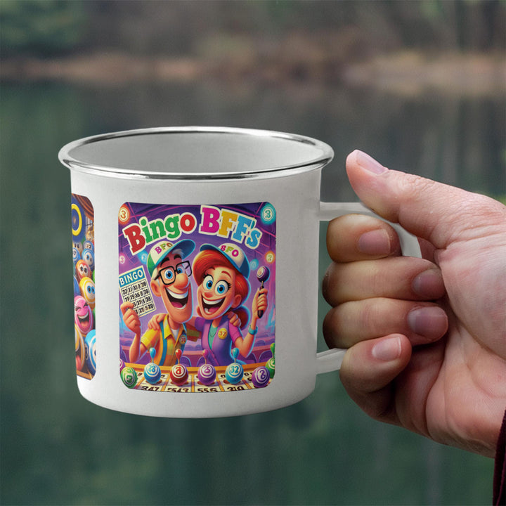 Bingo BFFS 12oz Enamel Camping Mug – Gift for Her - Gift for Him