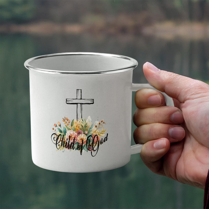 Child Of God 12oz Enamel Camping Mug – Gift for Her