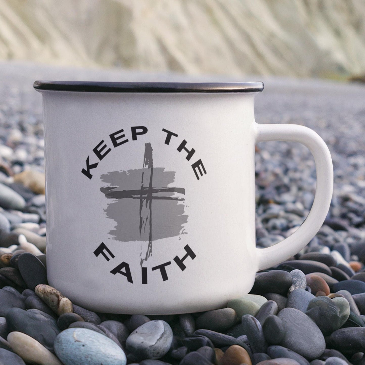 Keep The Faith - 12oz Enamel Camping Mug - Gift for Her - Gift for Him