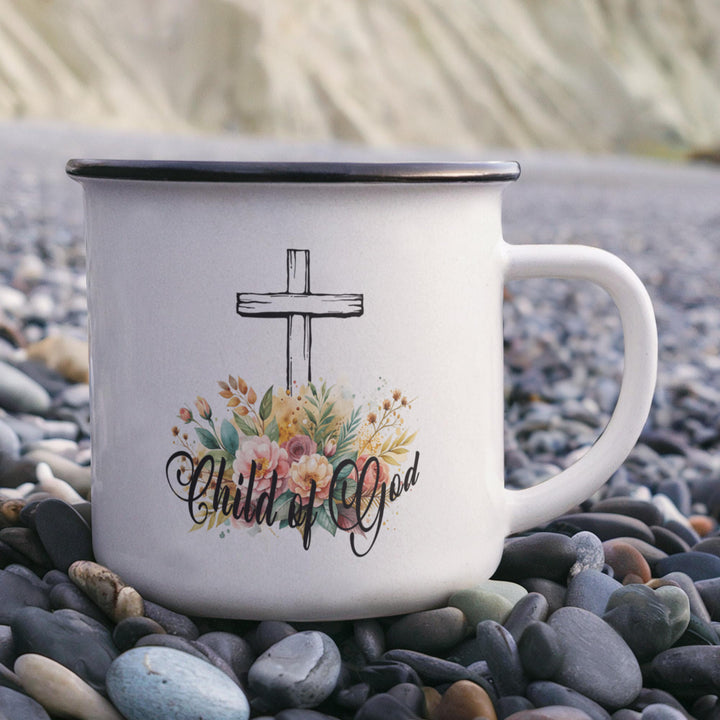 Child Of God 12oz Enamel Camping Mug – Gift for Her
