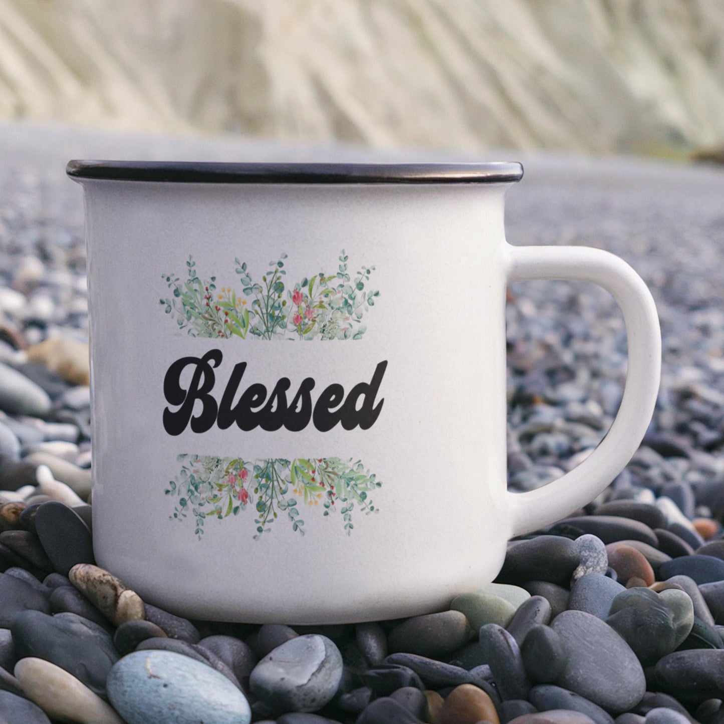 Blessed - 12oz Enamel Camping Mug - Gift for Her