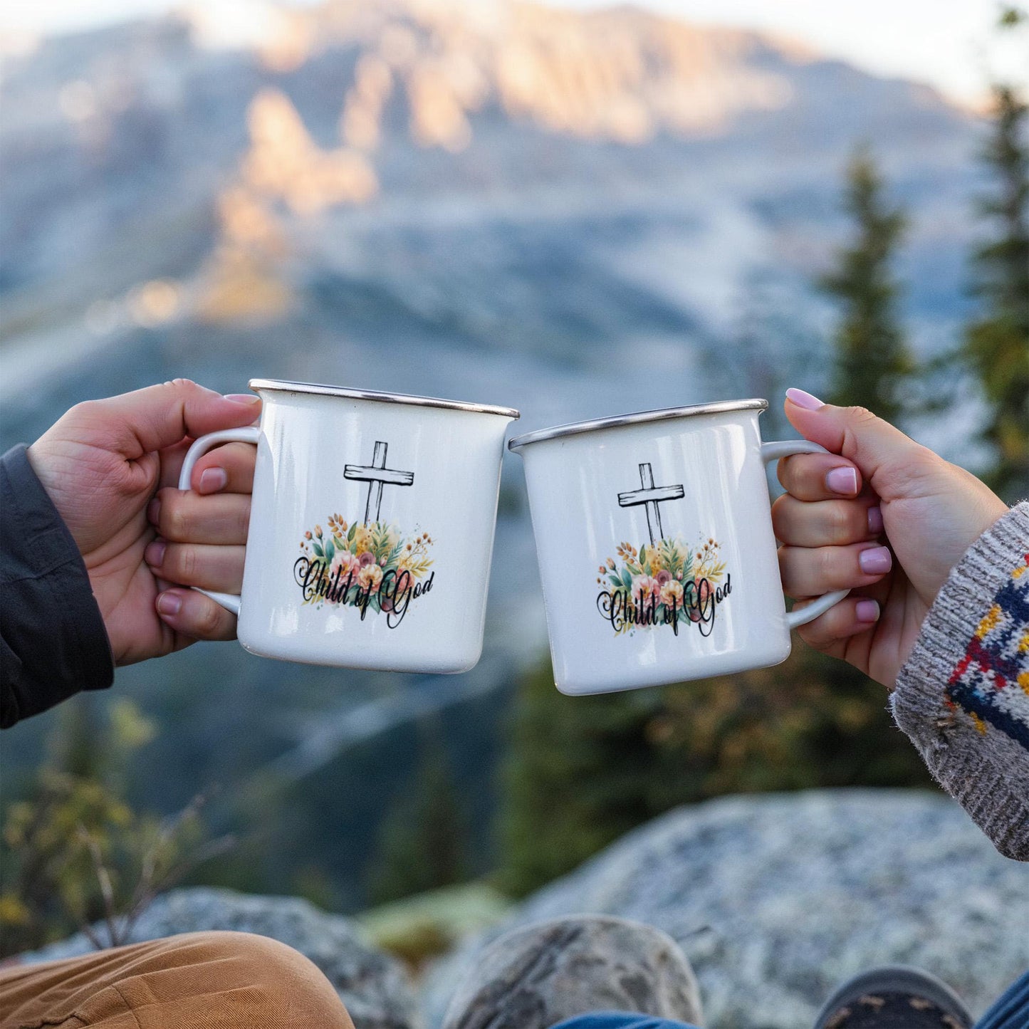 Child Of God - 12oz Enamel Camping Mug - Gift for Her