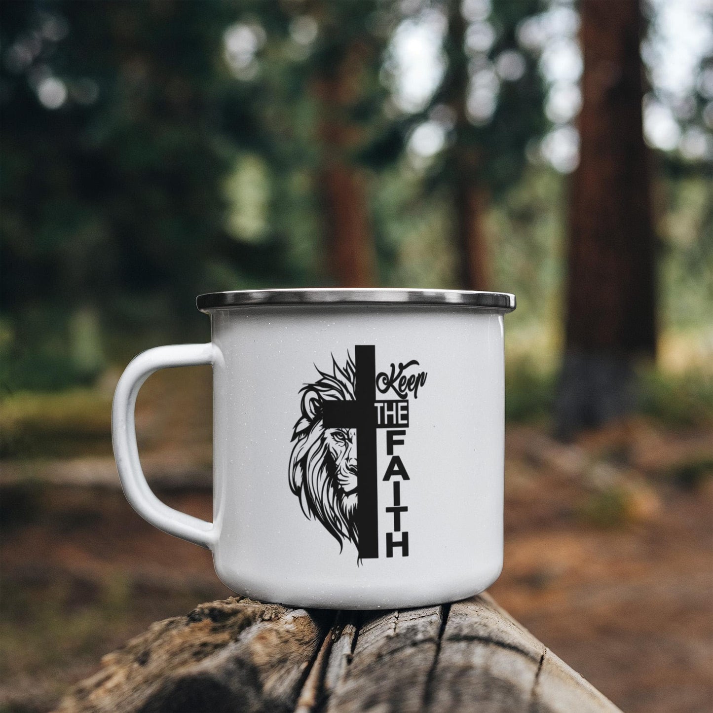 Keep The Faith 02 - 12oz Enamel Camping Mug - Gift for Her - Gift for Him