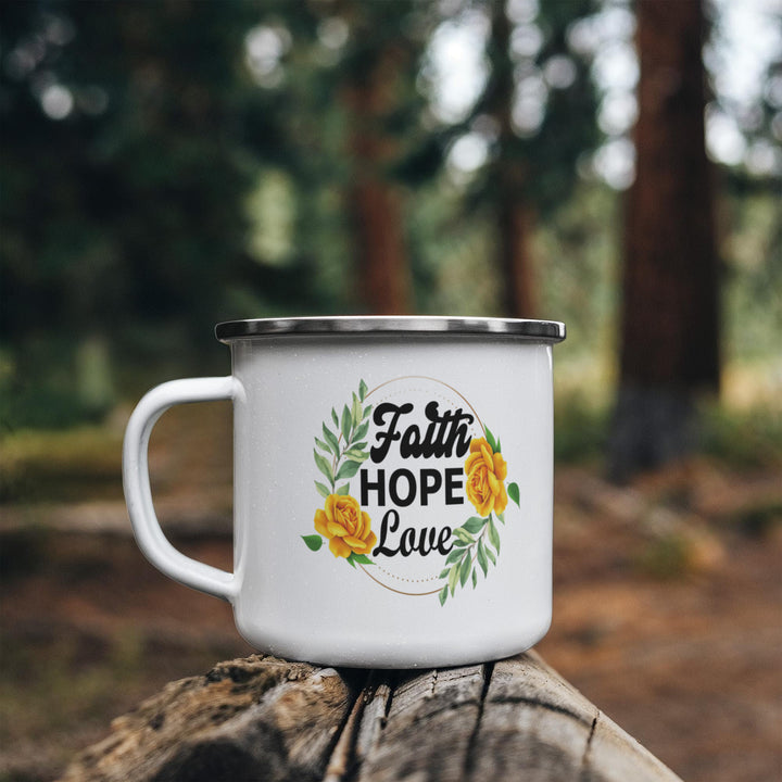 Faith Hope Love Enamel Camping Mug – Gift for Her