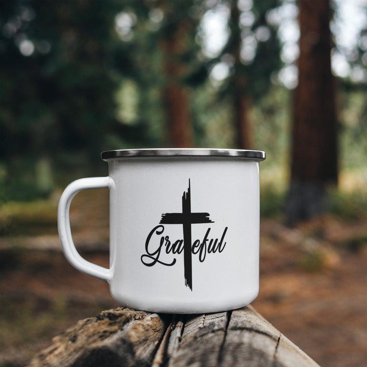 Grateful 12oz Enamel Camping Mug – Gift for Her - Gift for Him