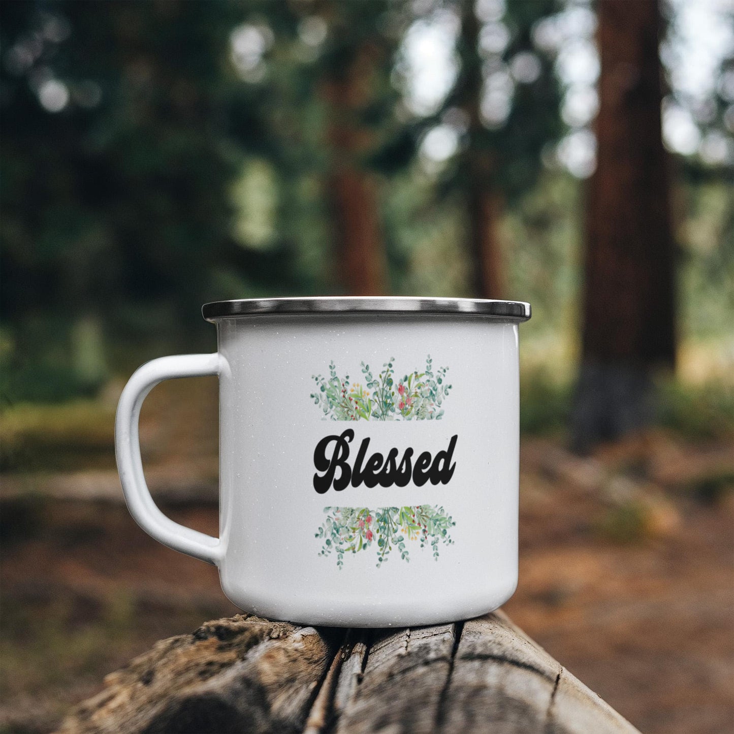 Blessed - 12oz Enamel Camping Mug - Gift for Her