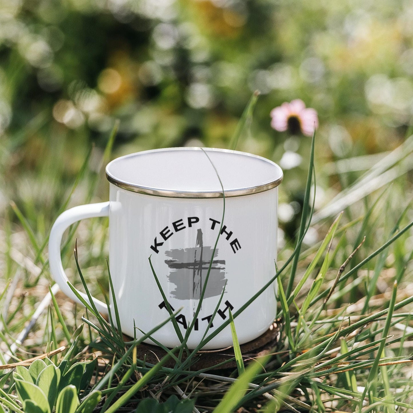Keep The Faith - 12oz Enamel Camping Mug - Gift for Her - Gift for Him