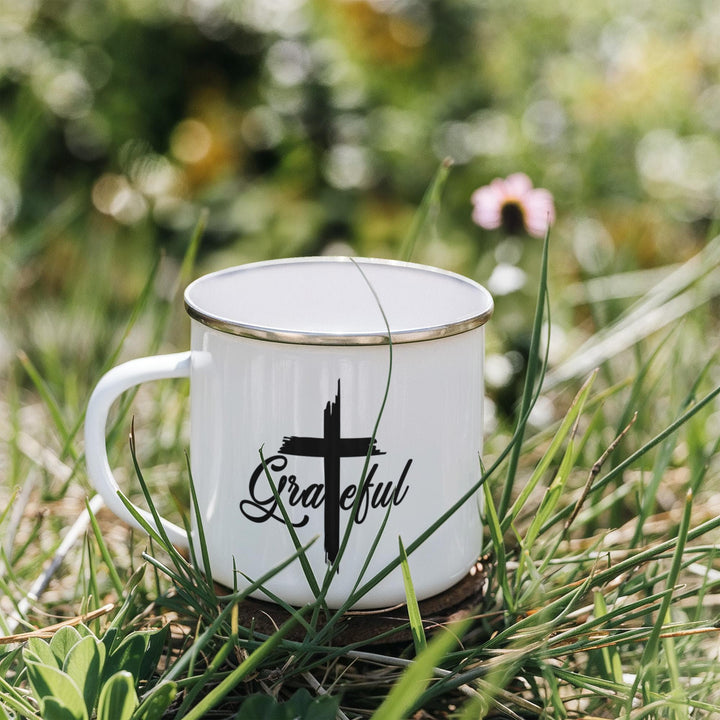 Grateful 12oz Enamel Camping Mug – Gift for Her - Gift for Him