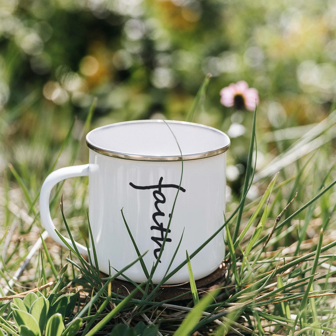 Faith (Black) Enamel Camping Mug – Gift for Her - Gift for Him