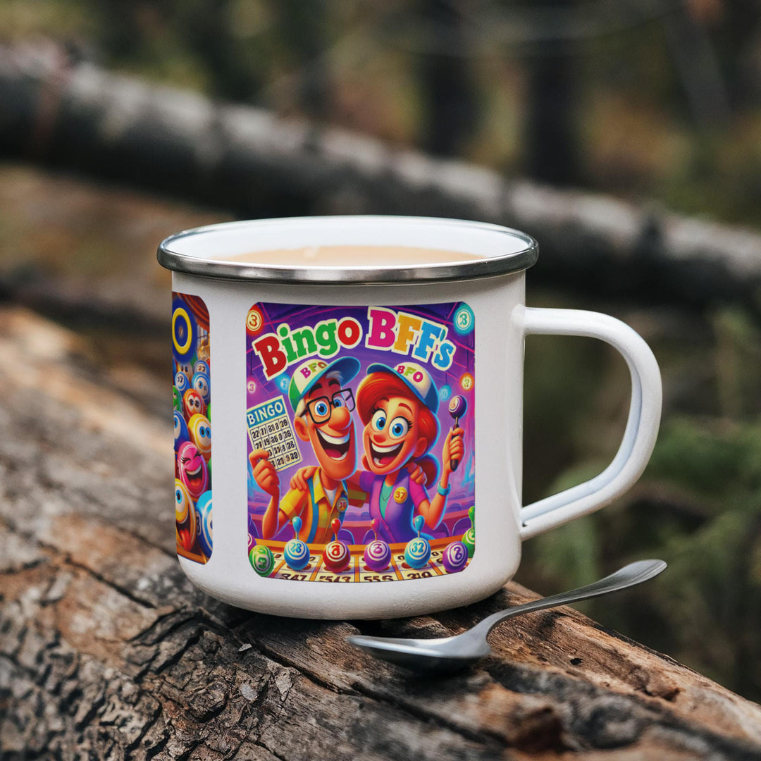 Bingo BFFS 12oz Enamel Camping Mug – Gift for Her - Gift for Him