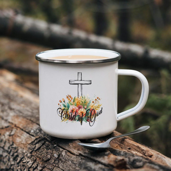 Child Of God 12oz Enamel Camping Mug – Gift for Her