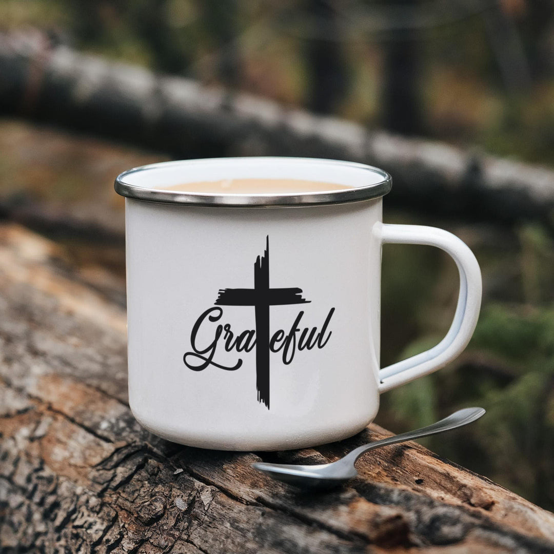 Grateful 12oz Enamel Camping Mug – Gift for Her - Gift for Him