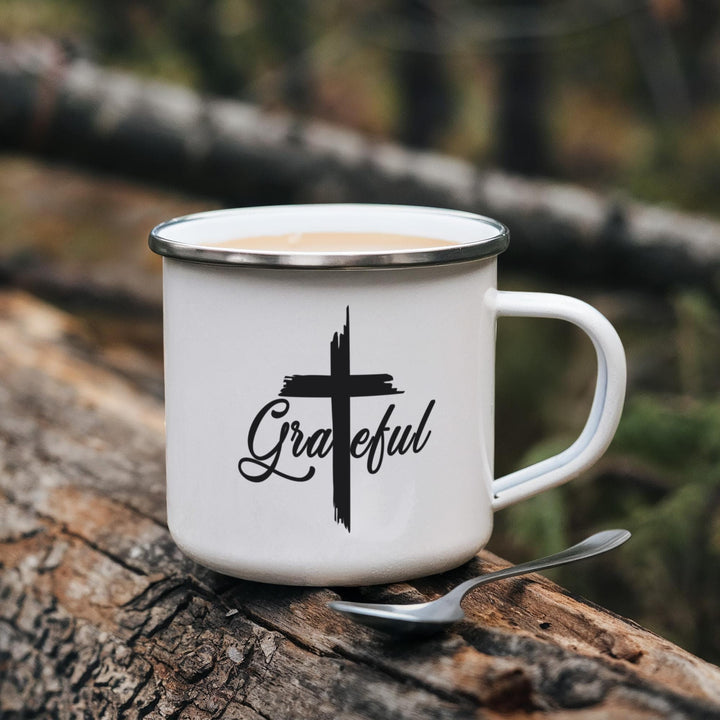 Grateful 12oz Enamel Camping Mug – Gift for Her - Gift for Him