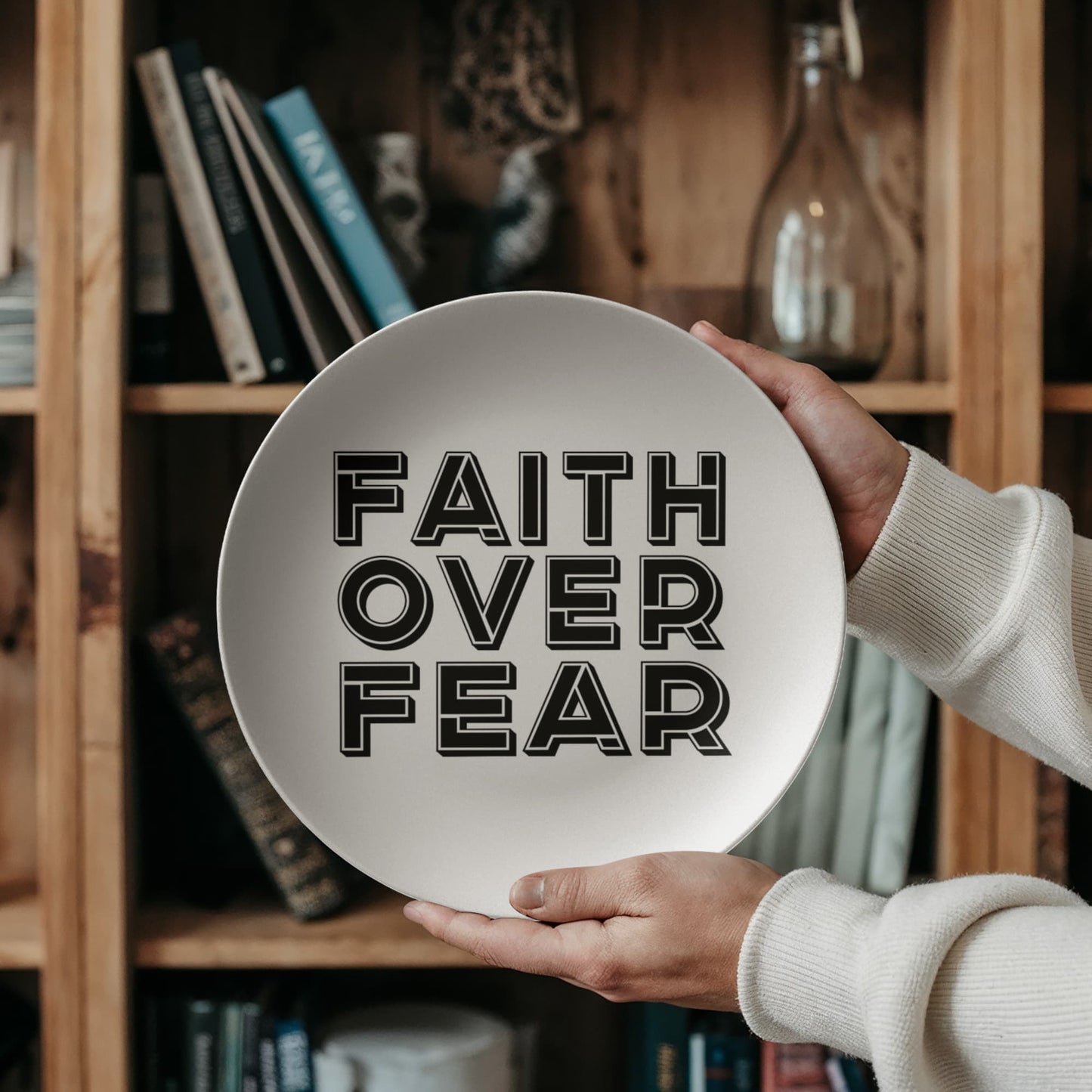 Faith Over Fear (Black) - 10” Plate - Gift for Her - Gift for Him