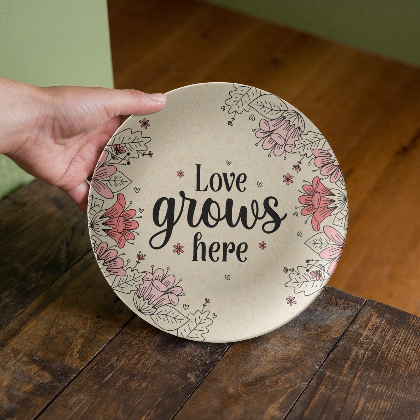Love Grows Here - 10" Plate - Gift for Her
