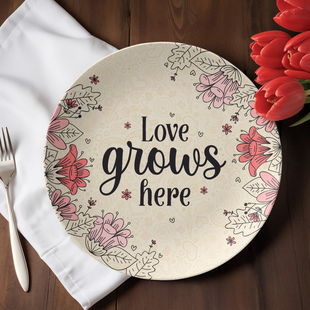 Love Grows Here 10" Plate – Gift for Her