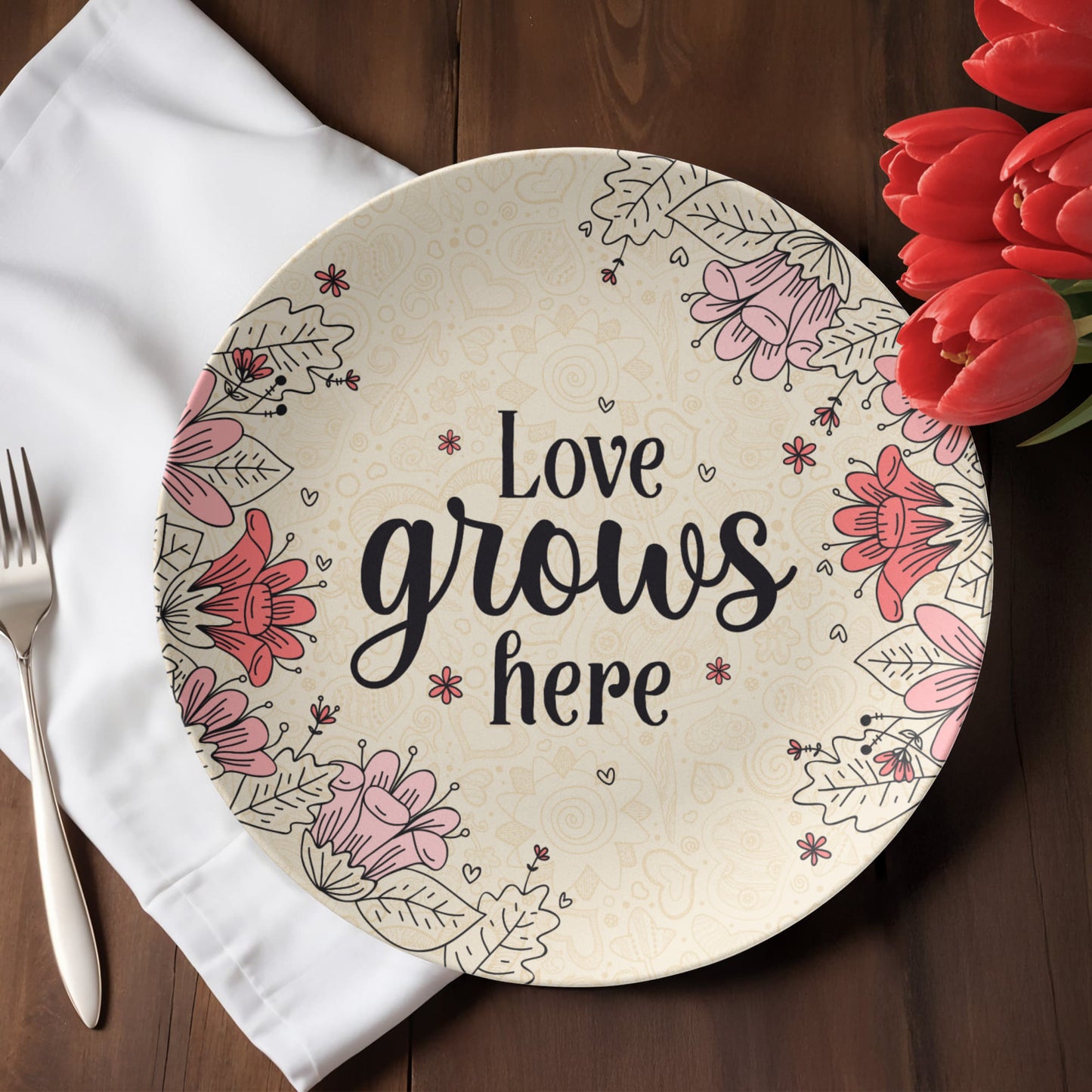 Love Grows Here - 10" Plate - Gift for Her
