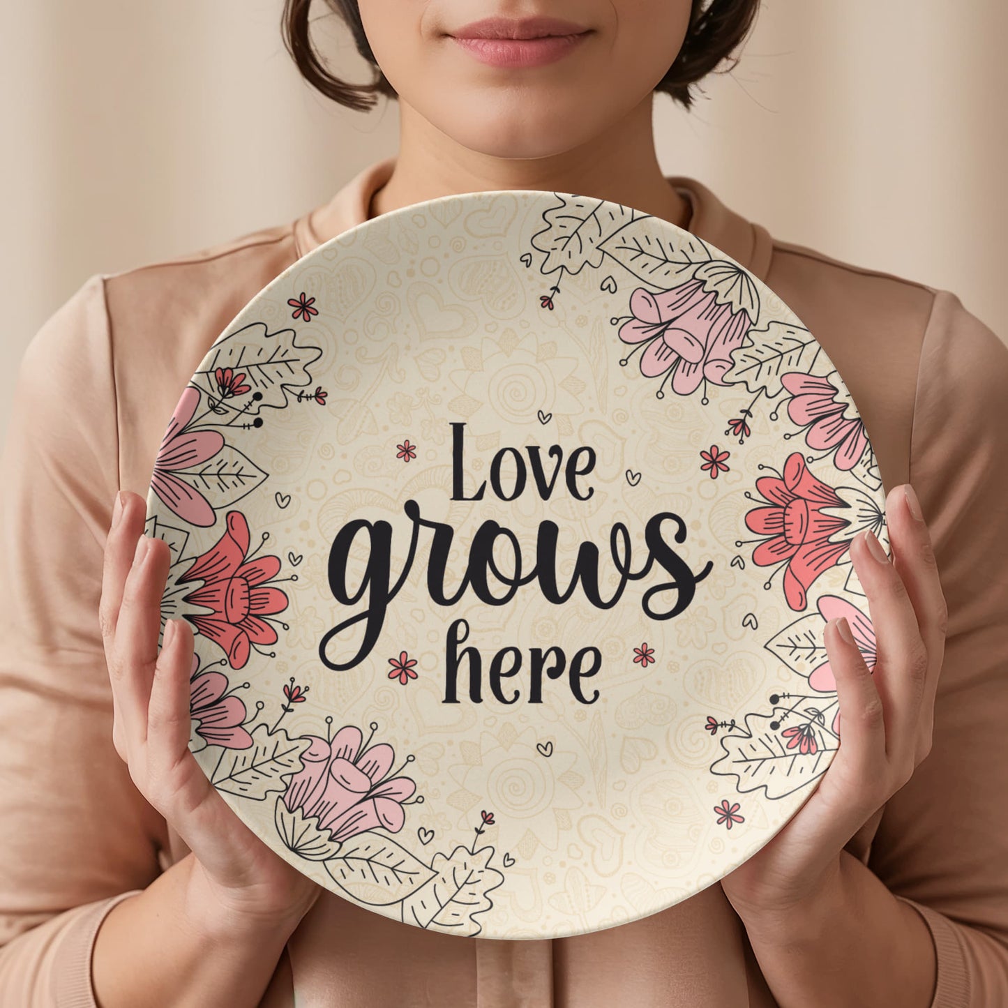 Love Grows Here - 10" Plate - Gift for Her