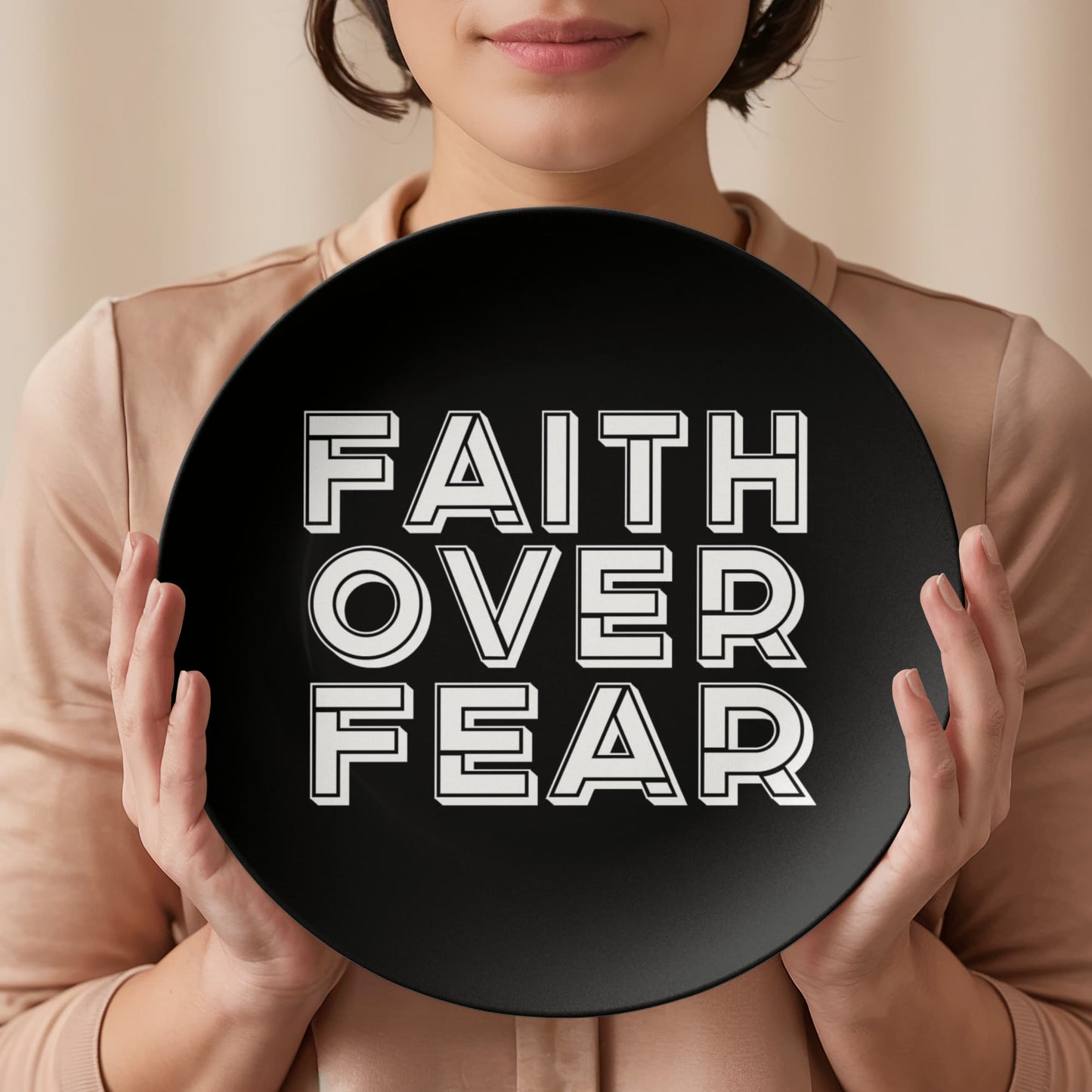 Faith Over Fear (White) - 10” Plate - Gift for Her - Gift for Him